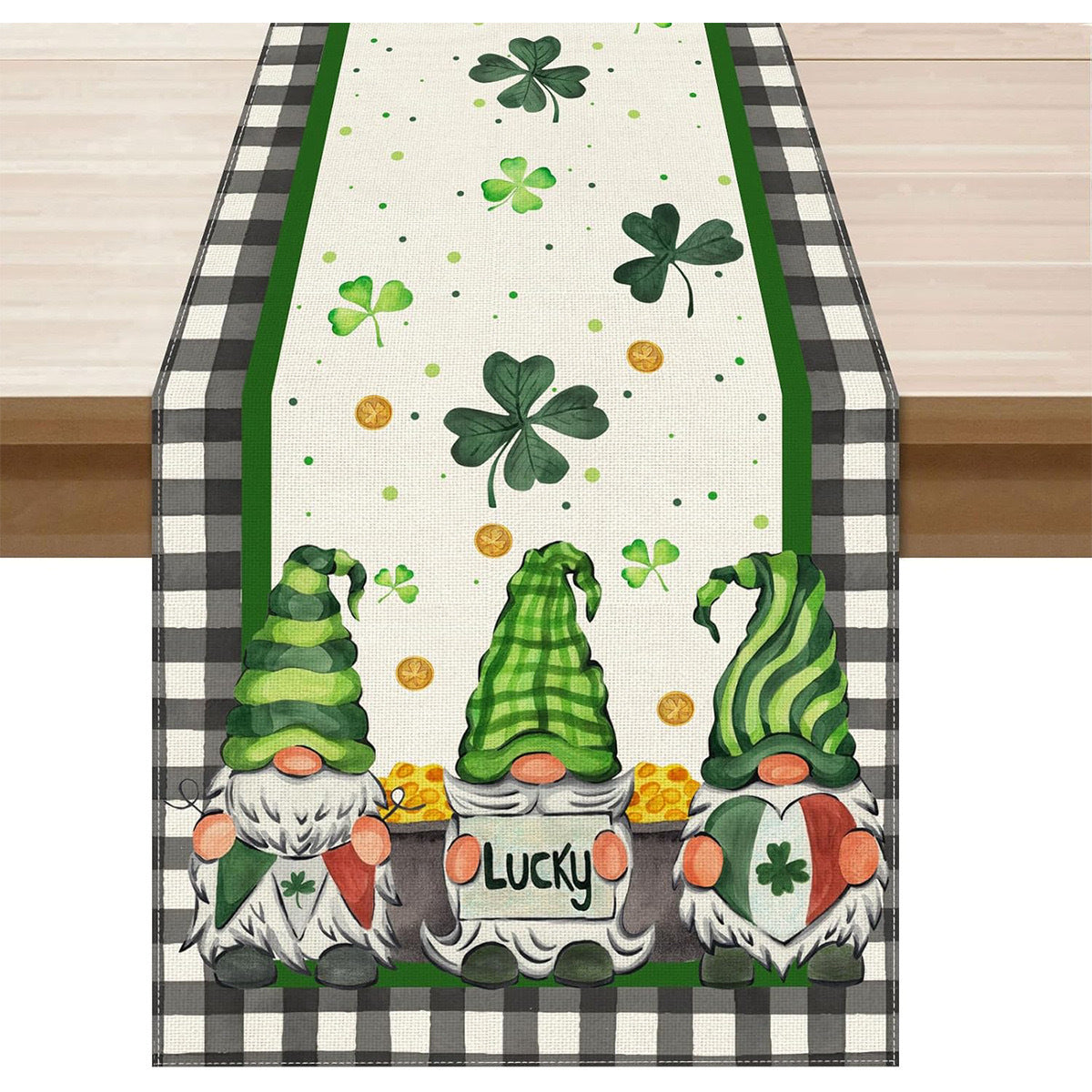 St Patrick Table Runner Lucky Four-Leaf Clover Printed Tablecloth, st patricks day decorations, st patricks day decor, st patrick's day decorations, st patrick day decorations, Irish Décor, irish ornaments, Decognomes, St. Patrick's Day Party Supplies, St. Patrick's Day Decorations: Shamrock, Irish & Leprechaun