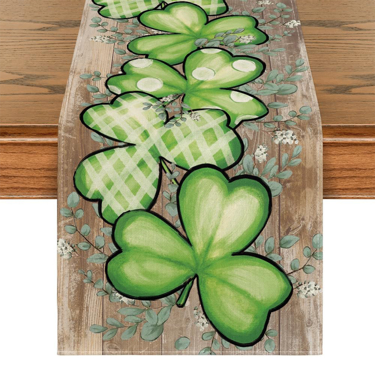 St Patrick Table Runner Lucky Four-Leaf Clover Printed Tablecloth, st patricks day decorations, st patricks day decor, st patrick's day decorations, st patrick day decorations, Irish Décor, irish ornaments, Decognomes, St. Patrick's Day Party Supplies, St. Patrick's Day Decorations: Shamrock, Irish & Leprechaun