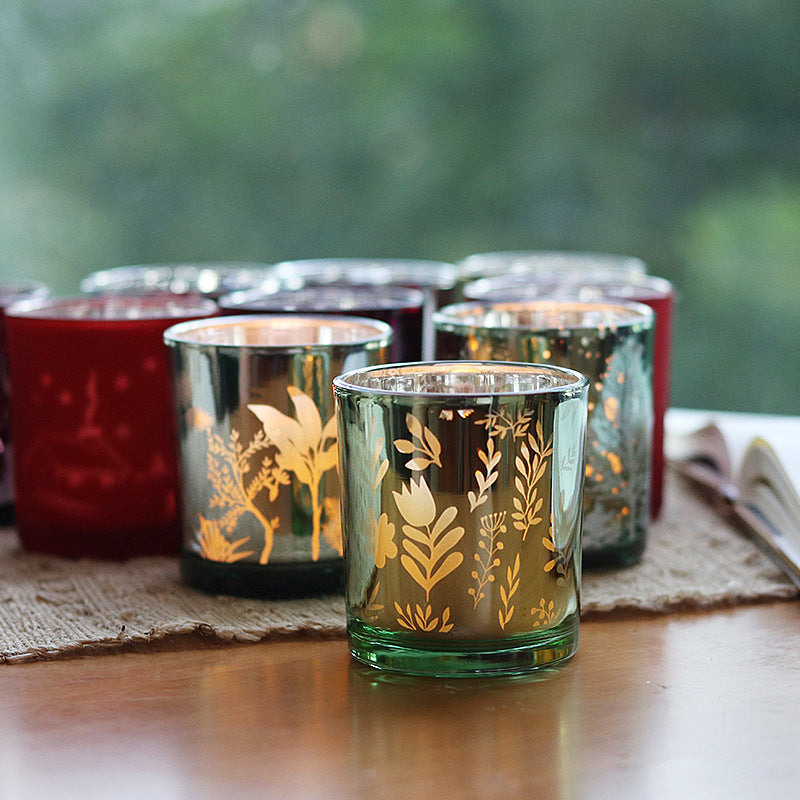 Christmas Glass Elk Silver Electroplating Candle Glass Empty Cup