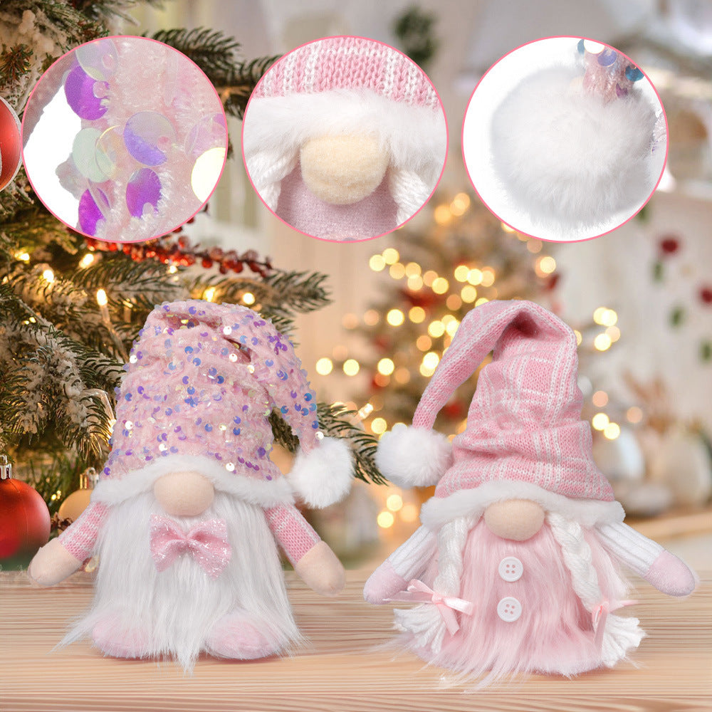 Christmas Doll Knitted Sequins Luminous Ornaments