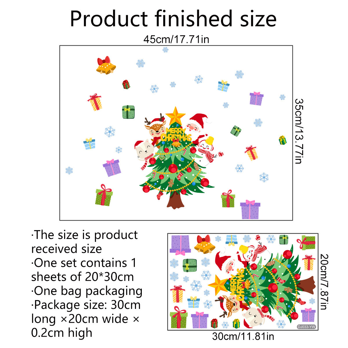 Christmas Tree Festival Decorative Electrostatic Sticker