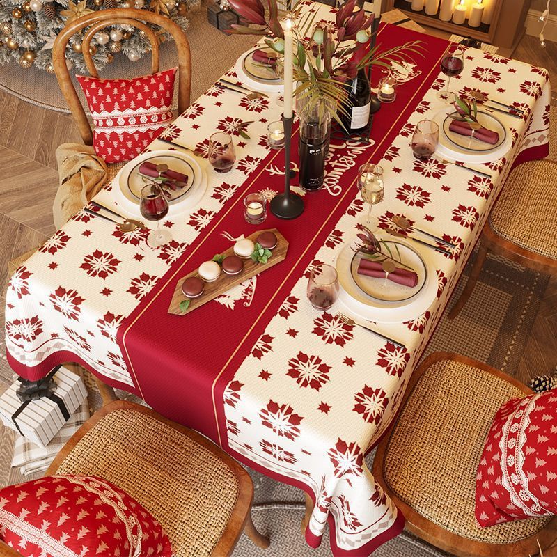 Christmas Red Tablecloth Festive Rectangular