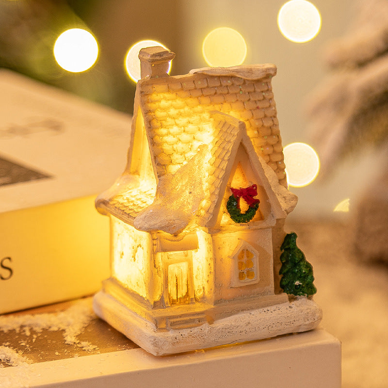 Christmas Decorations Resin Small House LED Luminous, christmas decoration houses, christmas small house, christmas decoration items, Christmas children décor items