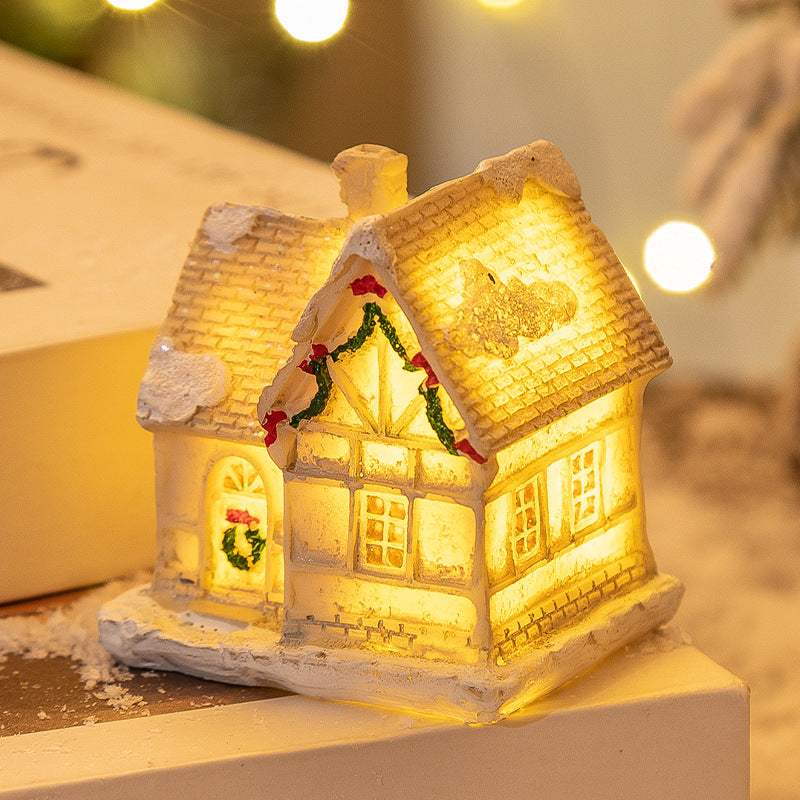 Christmas Decorations Resin Small House LED Luminous, christmas decoration houses, christmas small house, christmas decoration items, Christmas children décor items