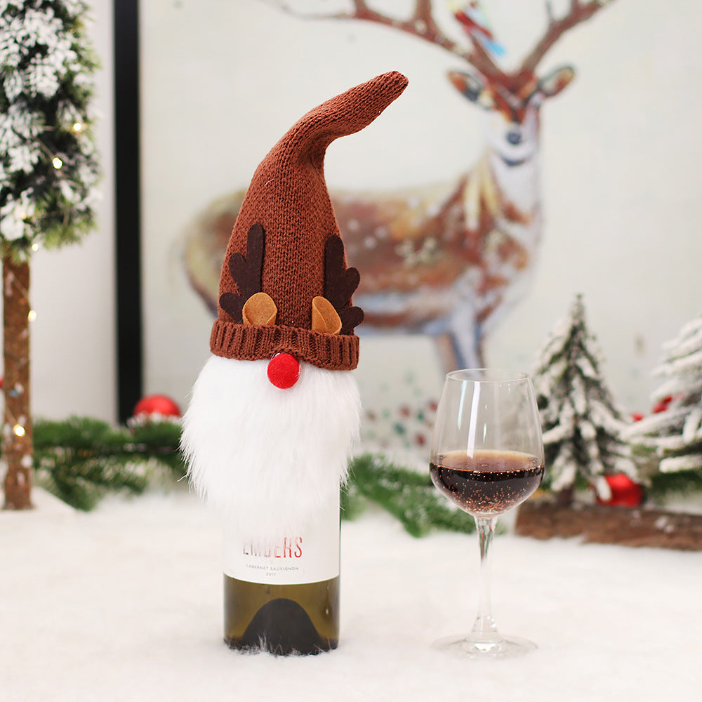 Christmas Knitted Fabric Faceless Doll Wine Bottle Cover