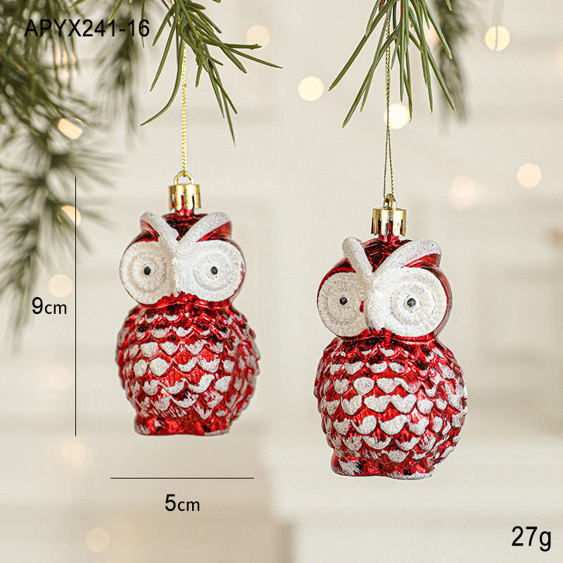 Christmas New Decorations Santa Claus Donut Camera Owl Red Shaped Decorative Small Pendant