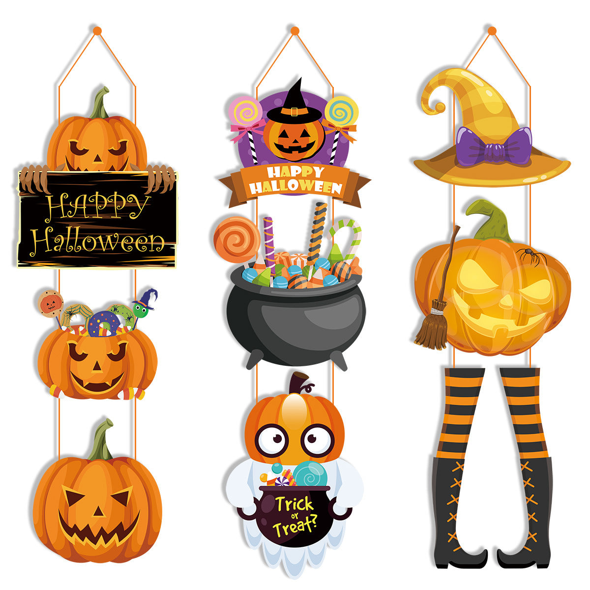 Halloween Party Decoration Pumpkin Wizard Hat Door Hanging