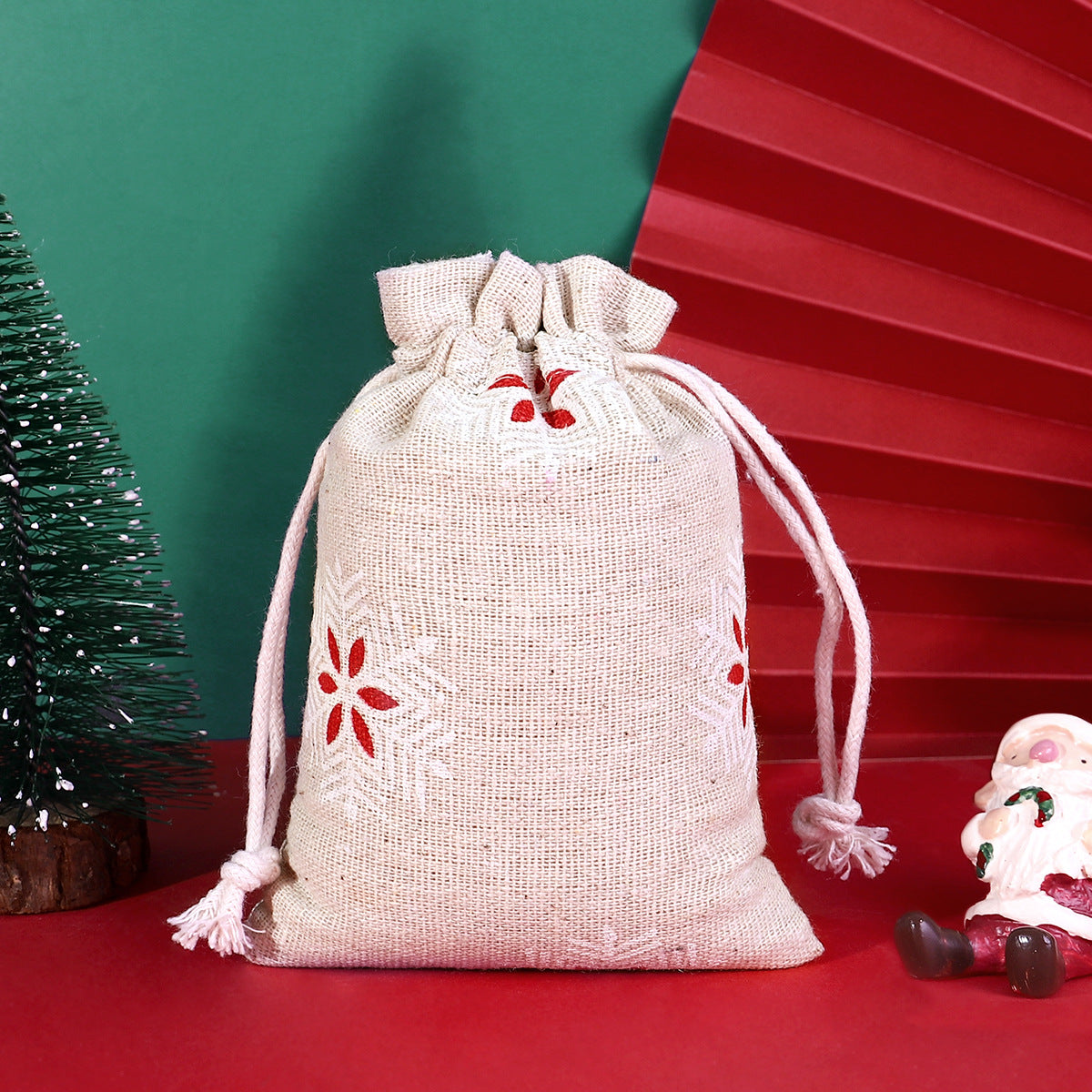 Cotton Drawstring Christmas Gift Bag Suit