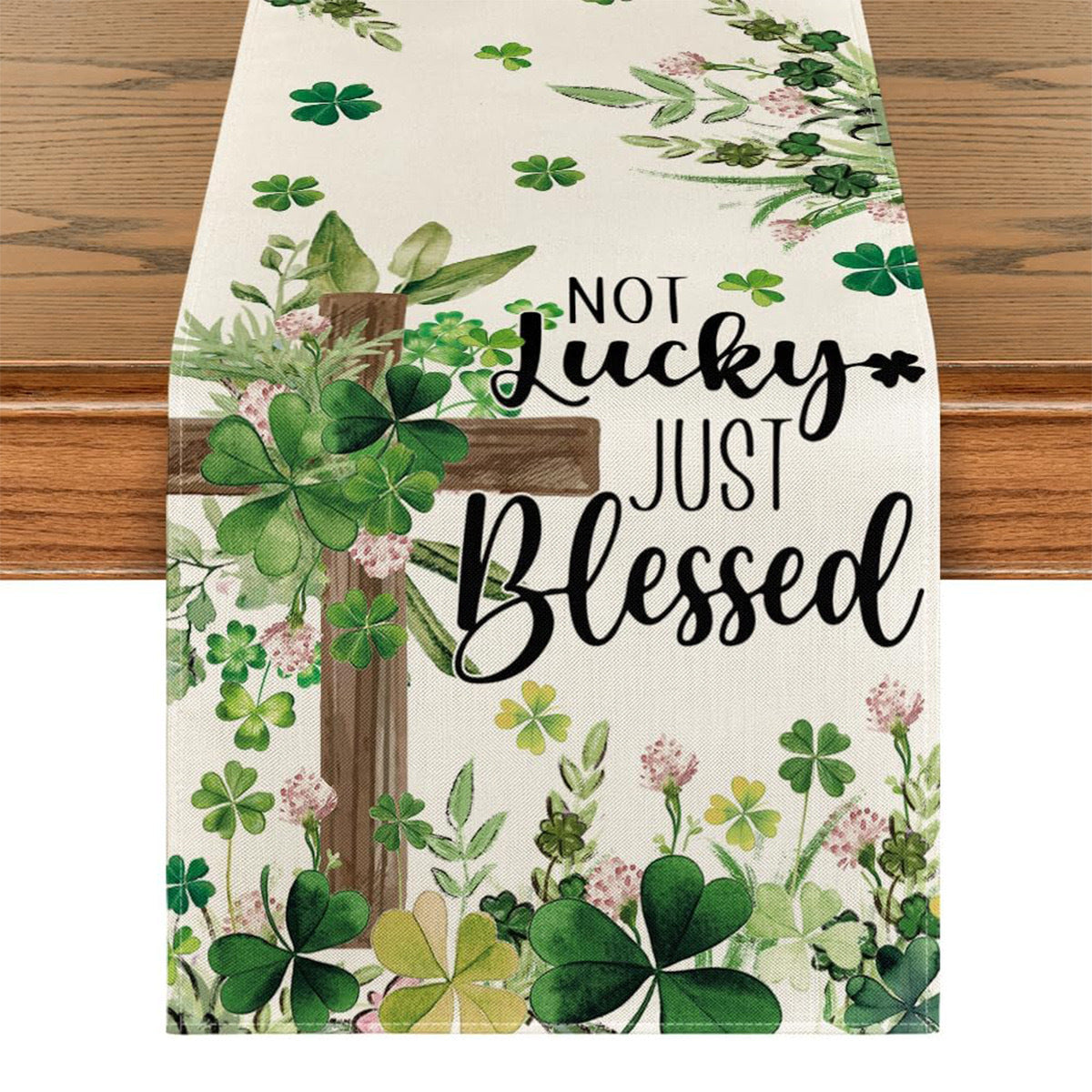 St Patrick Table Runner Lucky Four-Leaf Clover Printed Tablecloth, st patricks day decorations, st patricks day decor, st patrick's day decorations, st patrick day decorations, Irish Décor, irish ornaments, Decognomes, St. Patrick's Day Party Supplies, St. Patrick's Day Decorations: Shamrock, Irish & Leprechaun