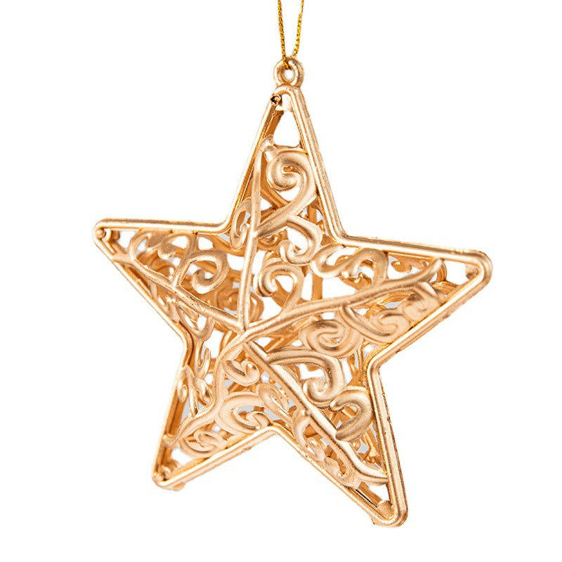 Christmas Tree Golden Hollow Five-pointed Star Pendant Creative