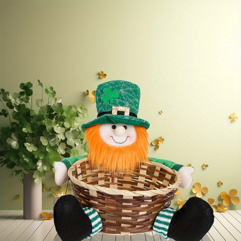 Irish St Patrick's Day Party Supplies Dwarf With Basket Doll Decoration, St. Patrick's Day gnomes, Leprechaun gnomes, Shamrock gnomes, Green gnomes, Pot of gold gnomes, Lucky gnomes, Celtic gnomes, Irish gnomes, Rainbow gnomes, St. Patrick's Day decorations, Happy St. Patrick's Day gnomes, Clover gnomes, Beer gnomes,