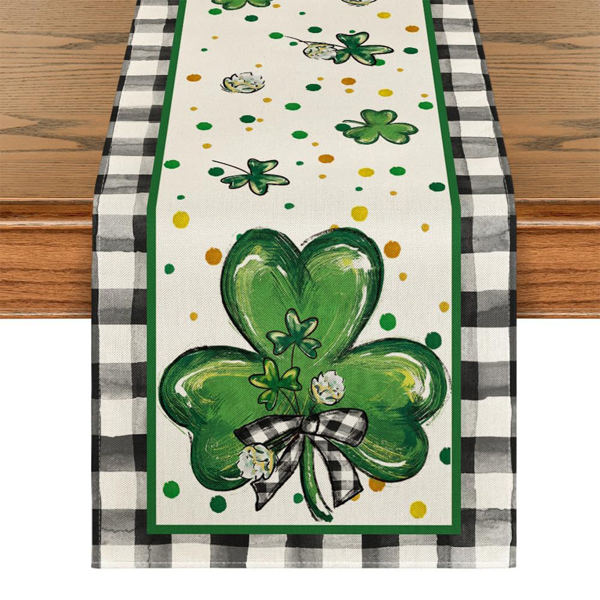 St Patrick Table Runner Lucky Four-Leaf Clover Printed Tablecloth, st patricks day decorations, st patricks day decor, st patrick's day decorations, st patrick day decorations, Irish Décor, irish ornaments, Decognomes, St. Patrick's Day Party Supplies, St. Patrick's Day Decorations: Shamrock, Irish & Leprechaun