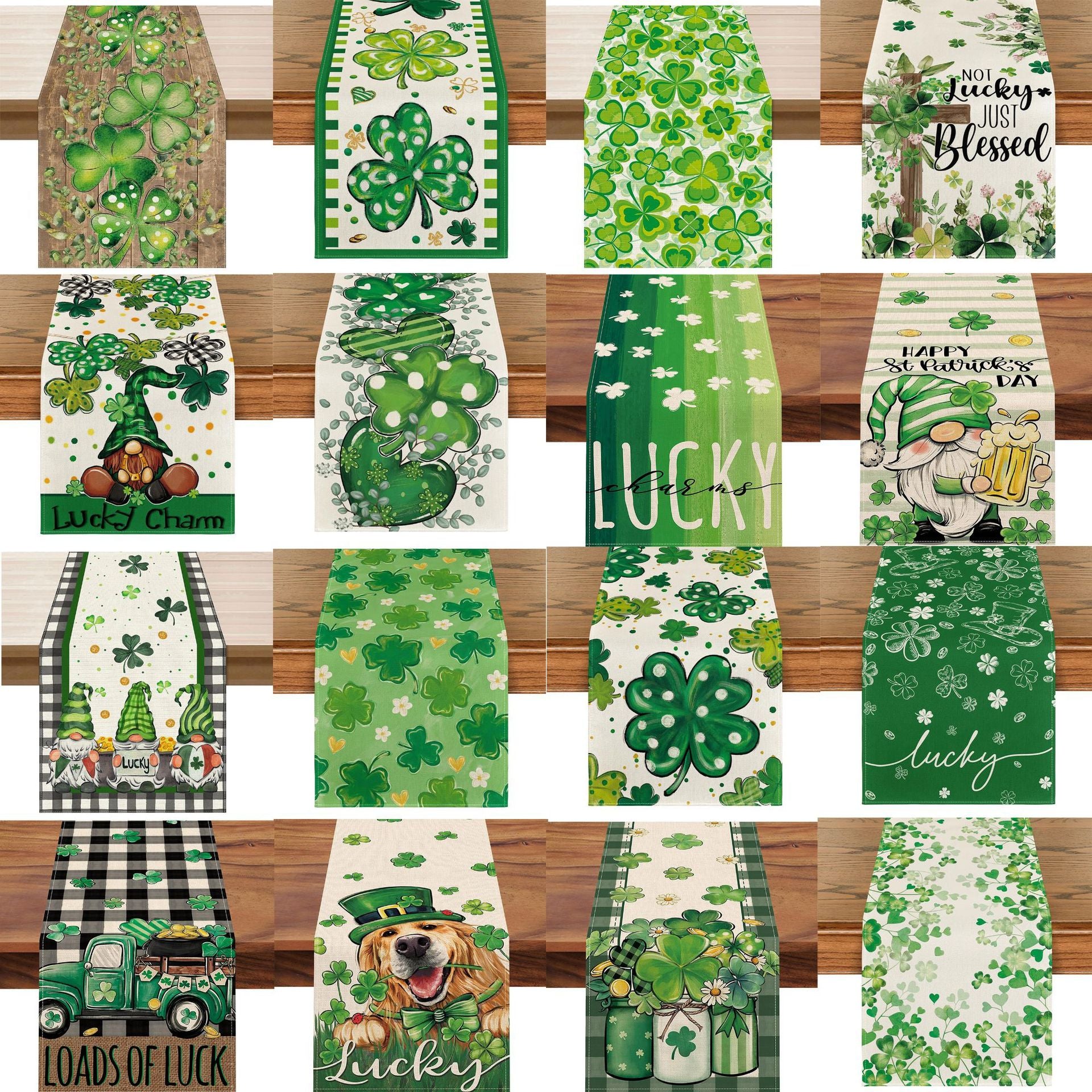 St Patrick Table Runner Lucky Four-Leaf Clover Printed Tablecloth, st patricks day decorations, st patricks day decor, st patrick's day decorations, st patrick day decorations, Irish Décor, irish ornaments, Decognomes, St. Patrick's Day Party Supplies, St. Patrick's Day Decorations: Shamrock, Irish & Leprechaun