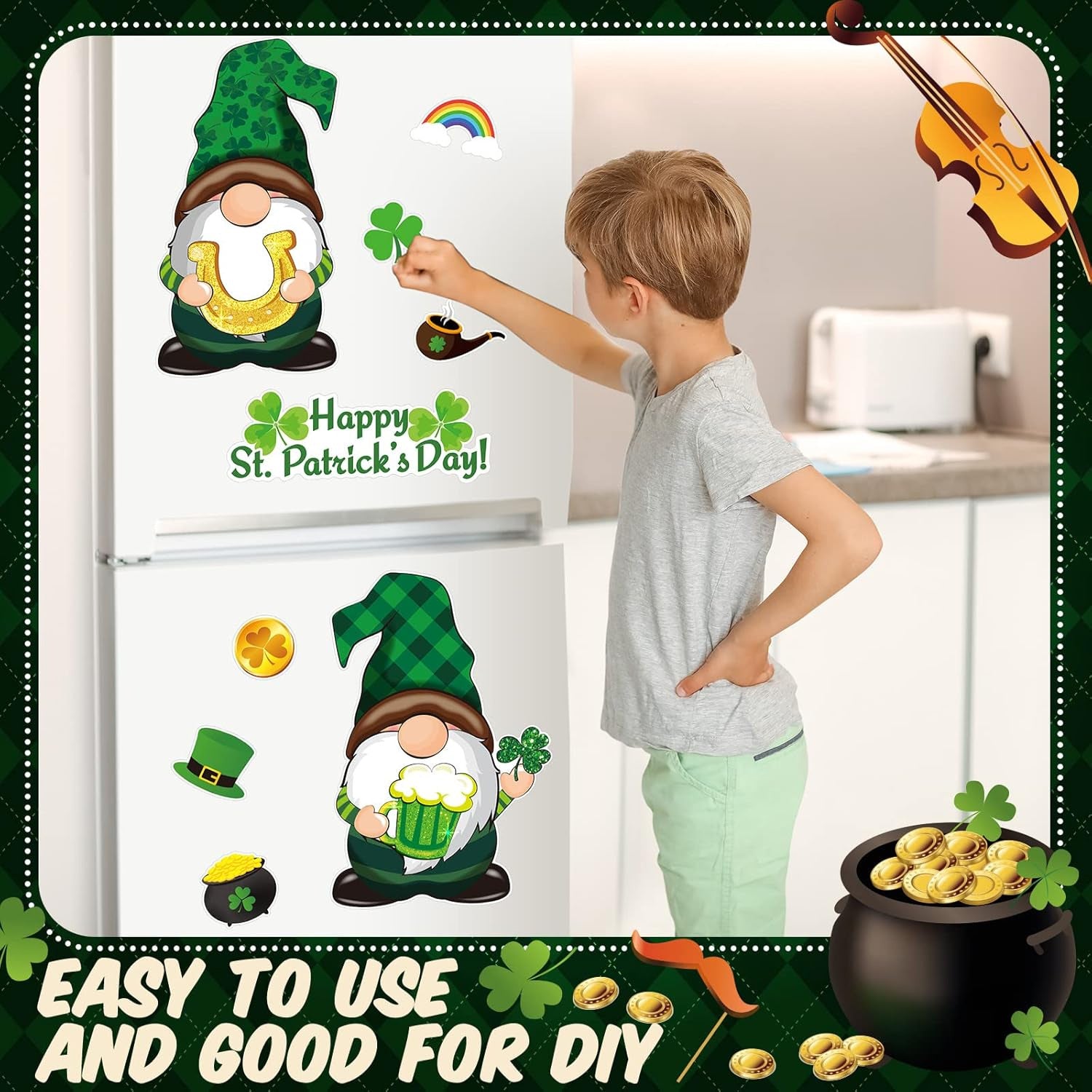 Shengpa Festival Villain Green Hat Soft Magnetic Clover Refrigerator Magnet