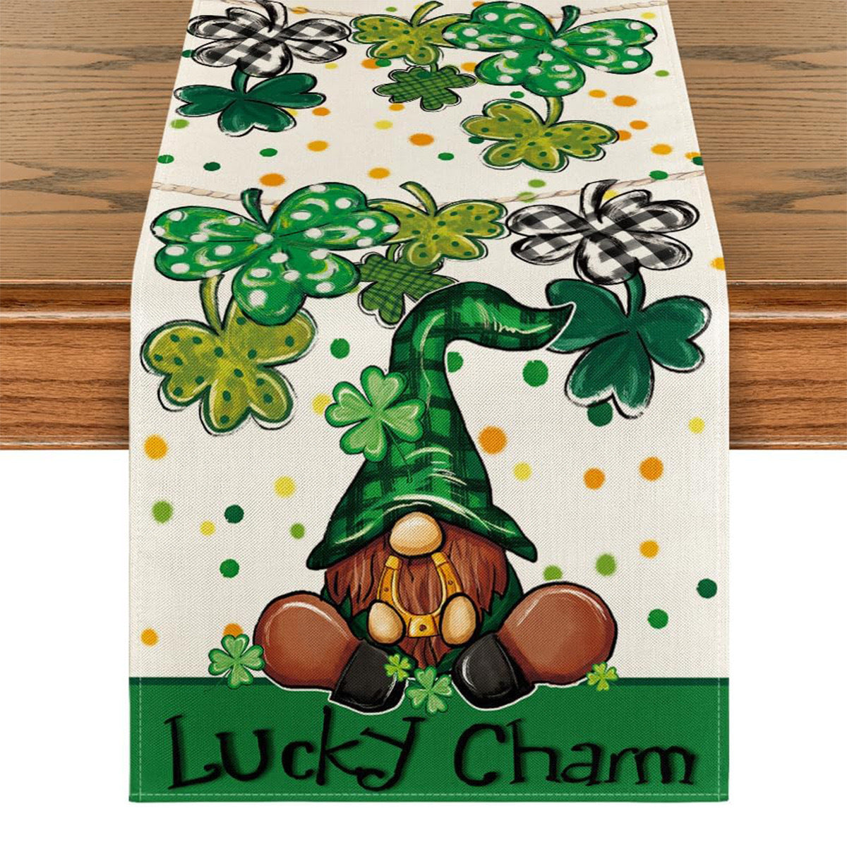 St Patrick Table Runner Lucky Four-Leaf Clover Printed Tablecloth, st patricks day decorations, st patricks day decor, st patrick's day decorations, st patrick day decorations, Irish Décor, irish ornaments, Decognomes, St. Patrick's Day Party Supplies, St. Patrick's Day Decorations: Shamrock, Irish & Leprechaun