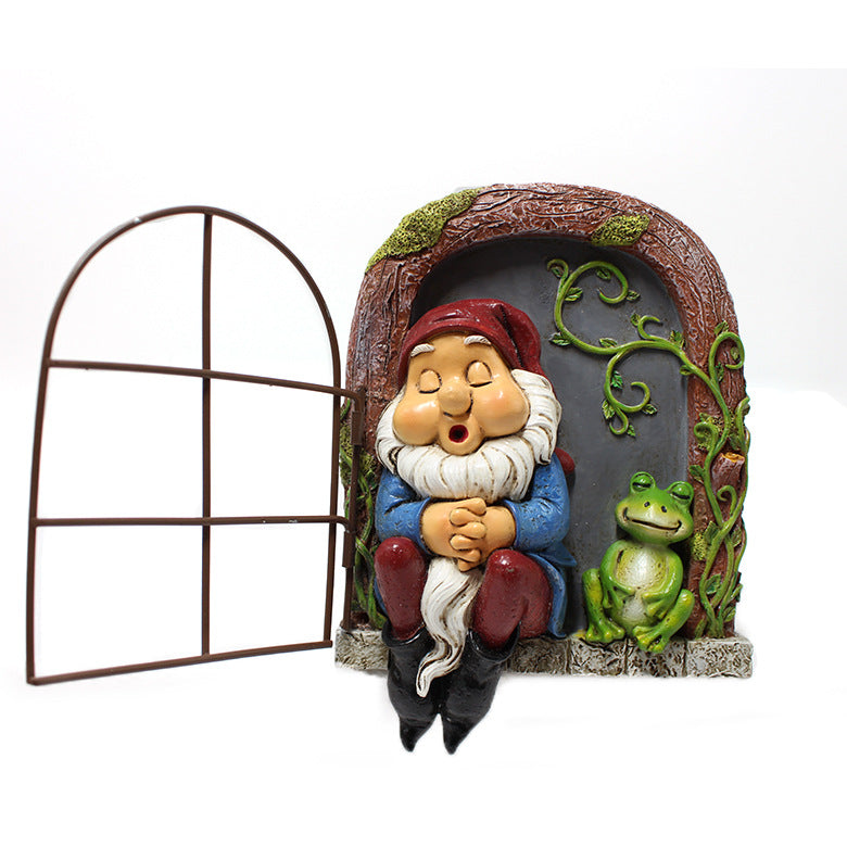 Sleeping Garden Gnome Doors And Windows Tree Pendant