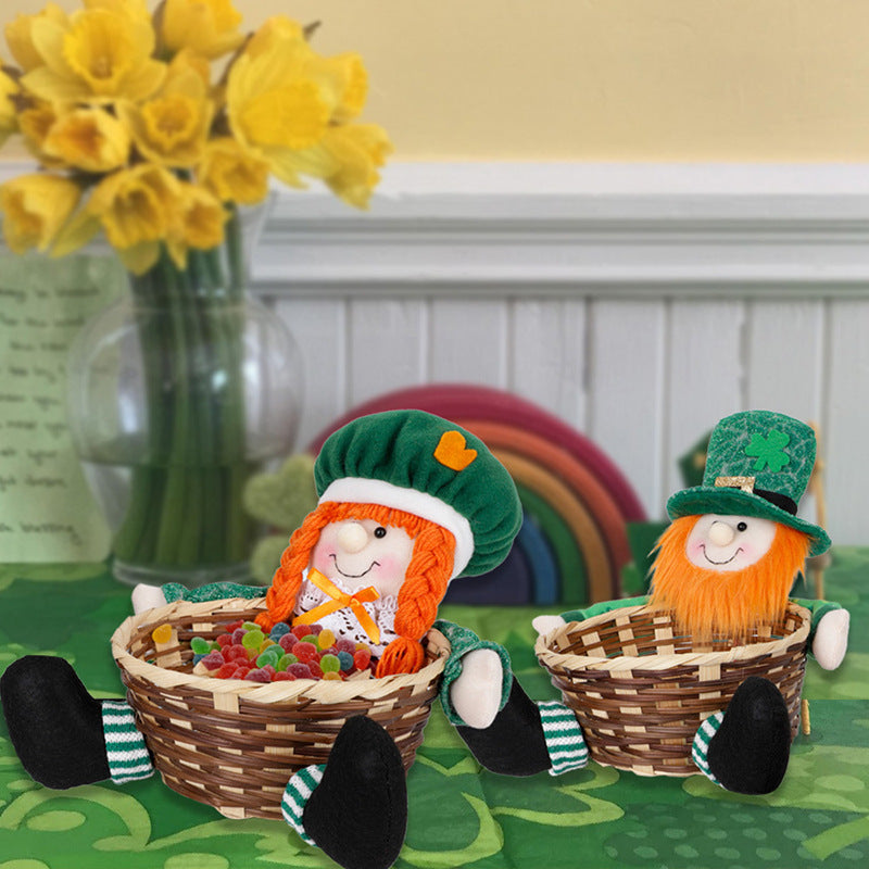 Irish St Patrick's Day Party Supplies Dwarf With Basket Doll Decoration, St. Patrick's Day gnomes, Leprechaun gnomes, Shamrock gnomes, Green gnomes, Pot of gold gnomes, Lucky gnomes, Celtic gnomes, Irish gnomes, Rainbow gnomes, St. Patrick's Day decorations, Happy St. Patrick's Day gnomes, Clover gnomes, Beer gnomes,