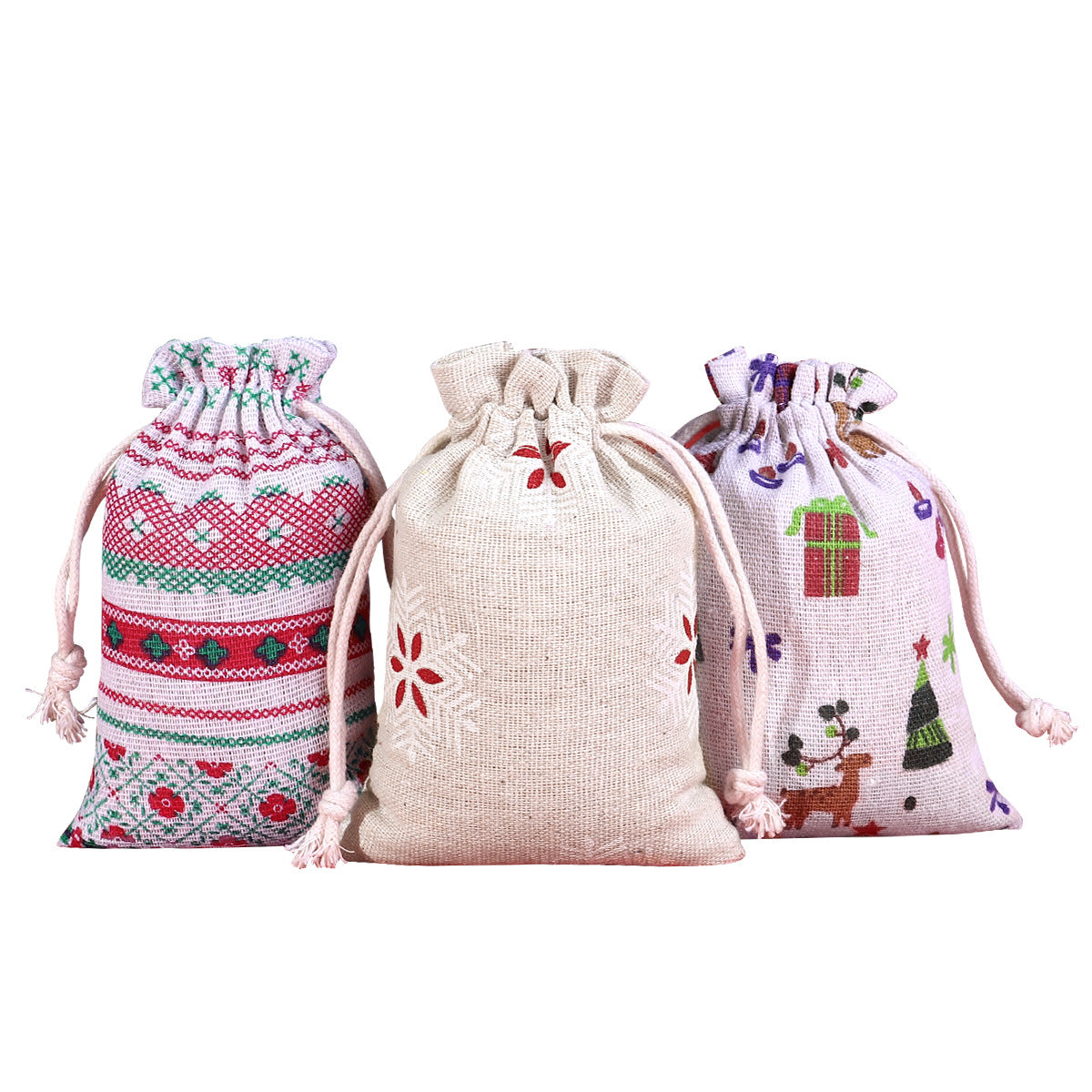 Cotton Drawstring Christmas Gift Bag Suit