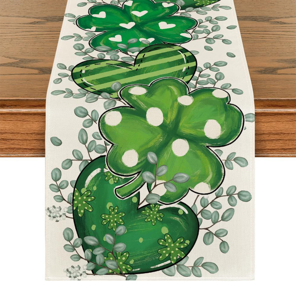 St Patrick Table Runner Lucky Four-Leaf Clover Printed Tablecloth, st patricks day decorations, st patricks day decor, st patrick's day decorations, st patrick day decorations, Irish Décor, irish ornaments, Decognomes, St. Patrick's Day Party Supplies, St. Patrick's Day Decorations: Shamrock, Irish & Leprechaun