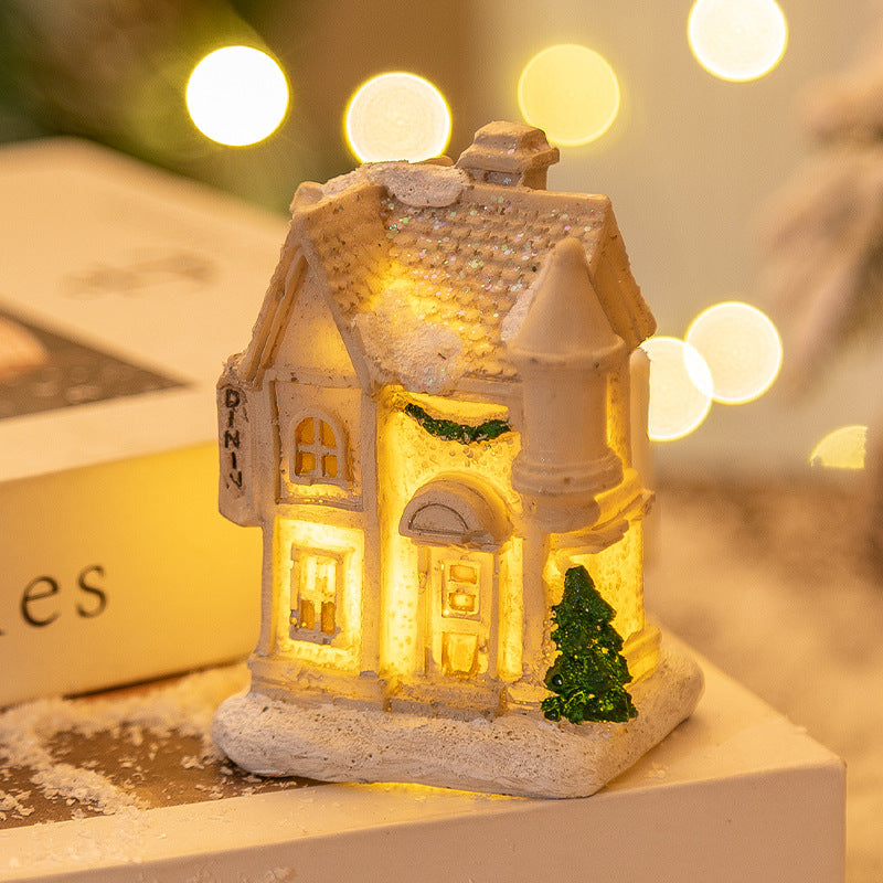 Christmas Decorations Resin Small House LED Luminous, christmas decoration houses, christmas small house, christmas decoration items, Christmas children décor items