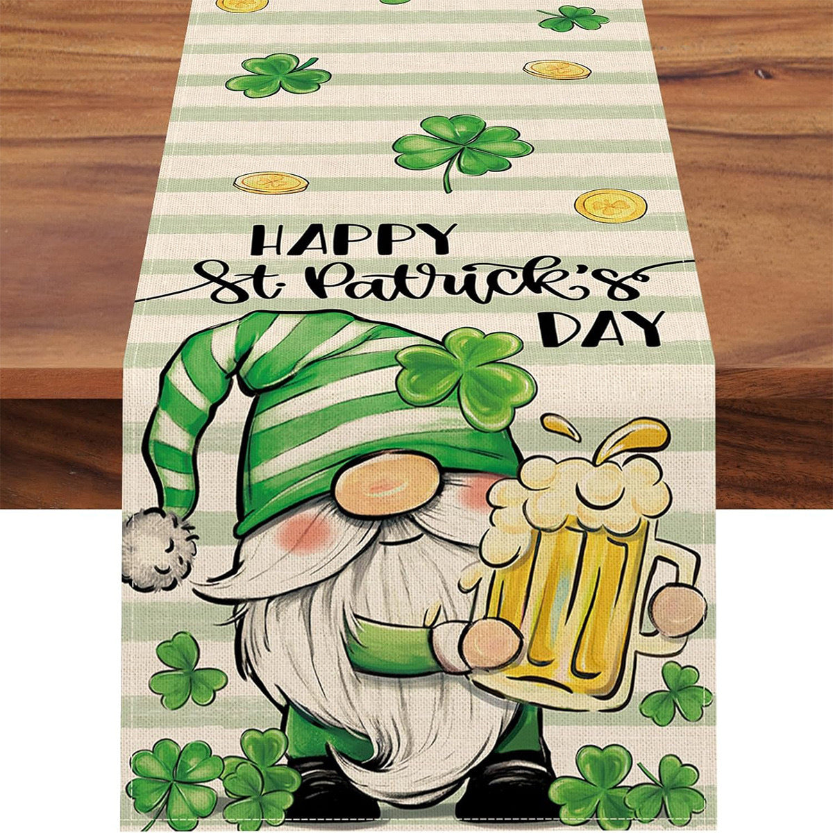 St Patrick Table Runner Lucky Four-Leaf Clover Printed Tablecloth, st patricks day decorations, st patricks day decor, st patrick's day decorations, st patrick day decorations, Irish Décor, irish ornaments, Decognomes, St. Patrick's Day Party Supplies, St. Patrick's Day Decorations: Shamrock, Irish & Leprechaun