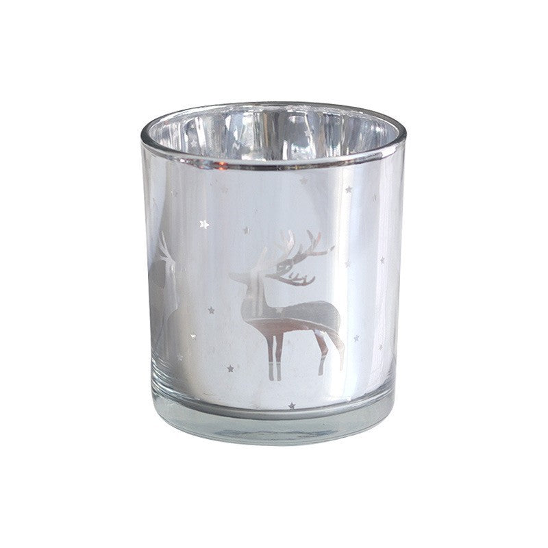Christmas Glass Elk Silver Electroplating Candle Glass Empty Cup