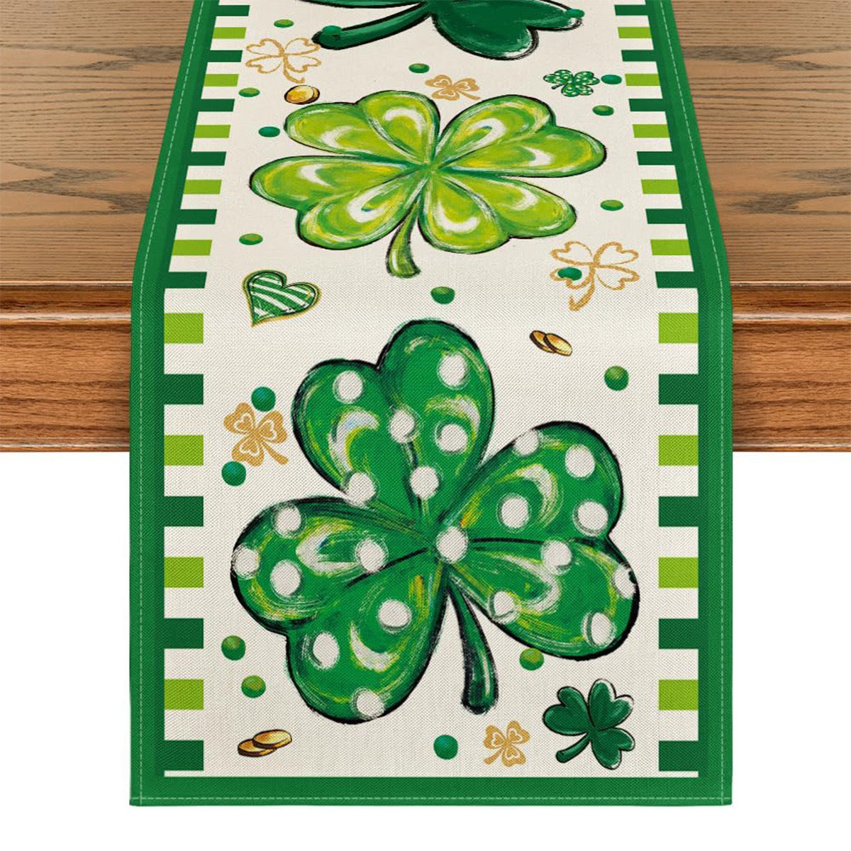 St Patrick Table Runner Lucky Four-Leaf Clover Printed Tablecloth, st patricks day decorations, st patricks day decor, st patrick's day decorations, st patrick day decorations, Irish Décor, irish ornaments, Decognomes, St. Patrick's Day Party Supplies, St. Patrick's Day Decorations: Shamrock, Irish & Leprechaun