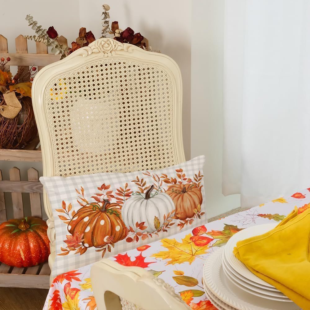 Cross-border Autumn Pumpkin Thanksgiving Pillow Cover Waist Pad Family 30x50cm Without Core, Buy Best Halloween Decoration Items From Decognomes. We Have Pumpkin lanterns, Jack o Lanterns, Halloween Lights, Halloween Decoration Ornaments, Halloween inflatables, carved pumpkins, Halloween wreaths, Halloween Candles, and animatronics Halloween.
