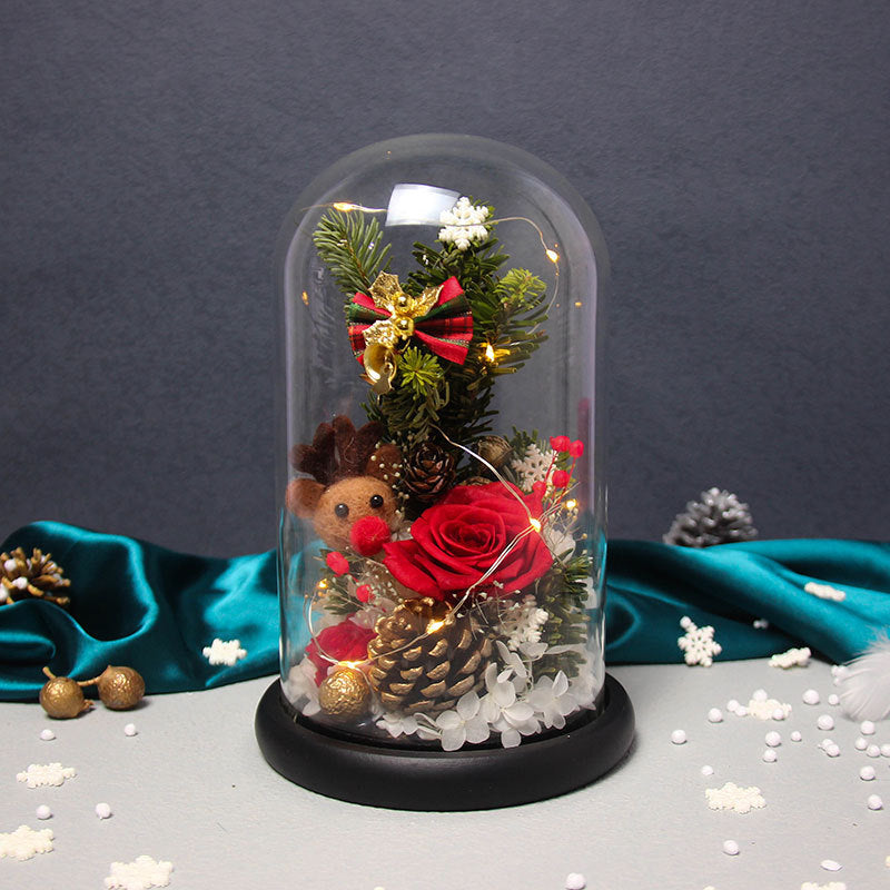 Christmas Preserved Flower Finished Ferris Wheel Rose Glass Cover Creative Ornaments