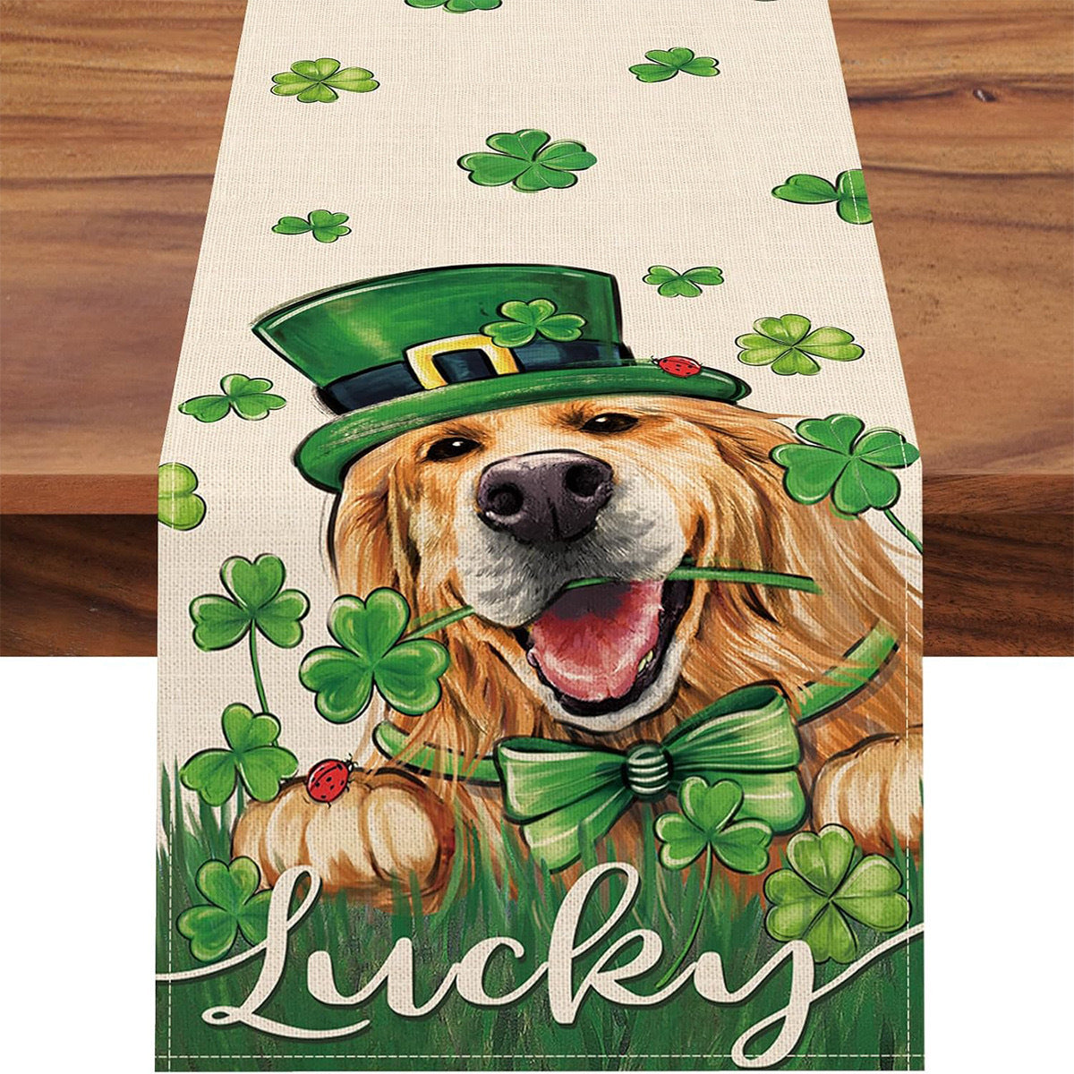 St Patrick Table Runner Lucky Four-Leaf Clover Printed Tablecloth, st patricks day decorations, st patricks day decor, st patrick's day decorations, st patrick day decorations, Irish Décor, irish ornaments, Decognomes, St. Patrick's Day Party Supplies, St. Patrick's Day Decorations: Shamrock, Irish & Leprechaun