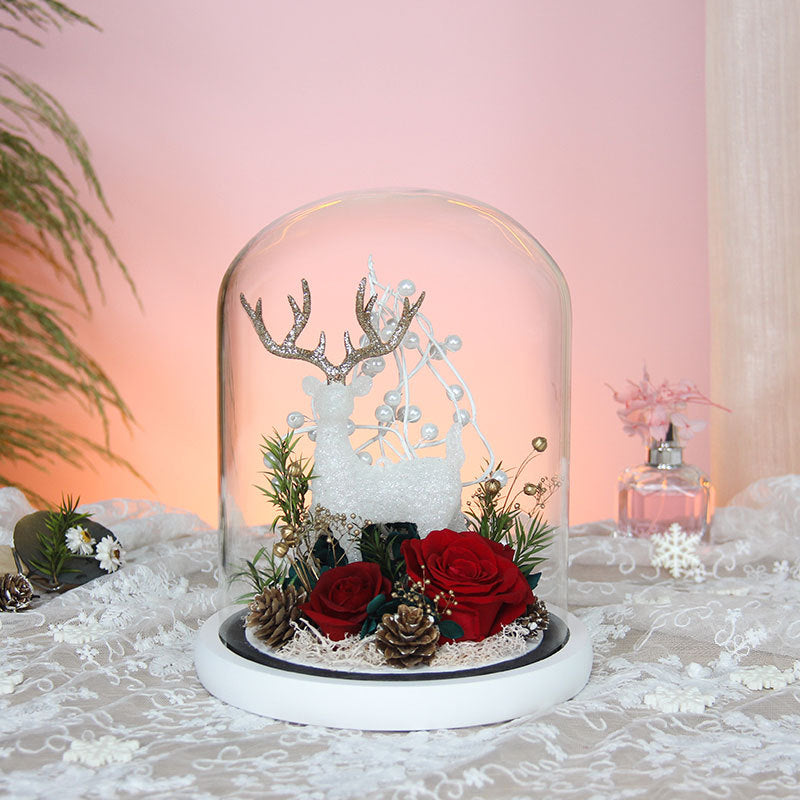 Christmas Preserved Flower Finished Ferris Wheel Rose Glass Cover Creative Ornaments