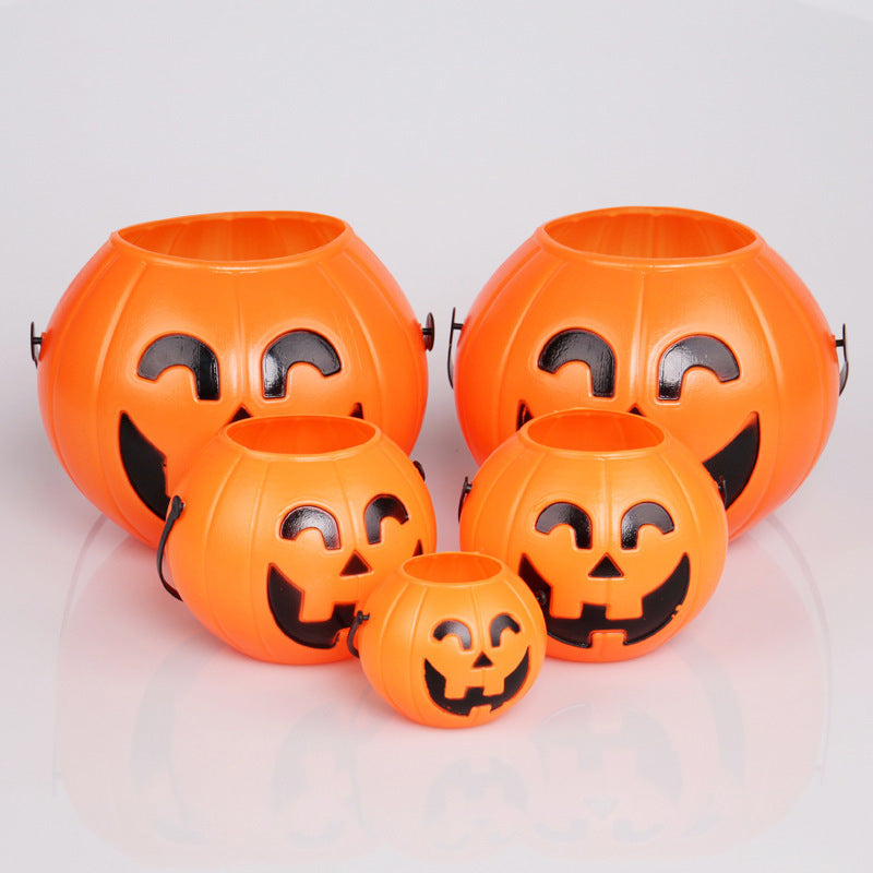 Halloween Decorations Portable Plastic Curved Eyes Smiley Pumpkin Bucket Bar Party Ornaments, Pumpkin lanterns, Jack o Lanterns, Halloween Lights, Halloween Decoration Ornaments, Halloween inflatables, carved pumpkins, Halloween wreaths, Halloween Candles.