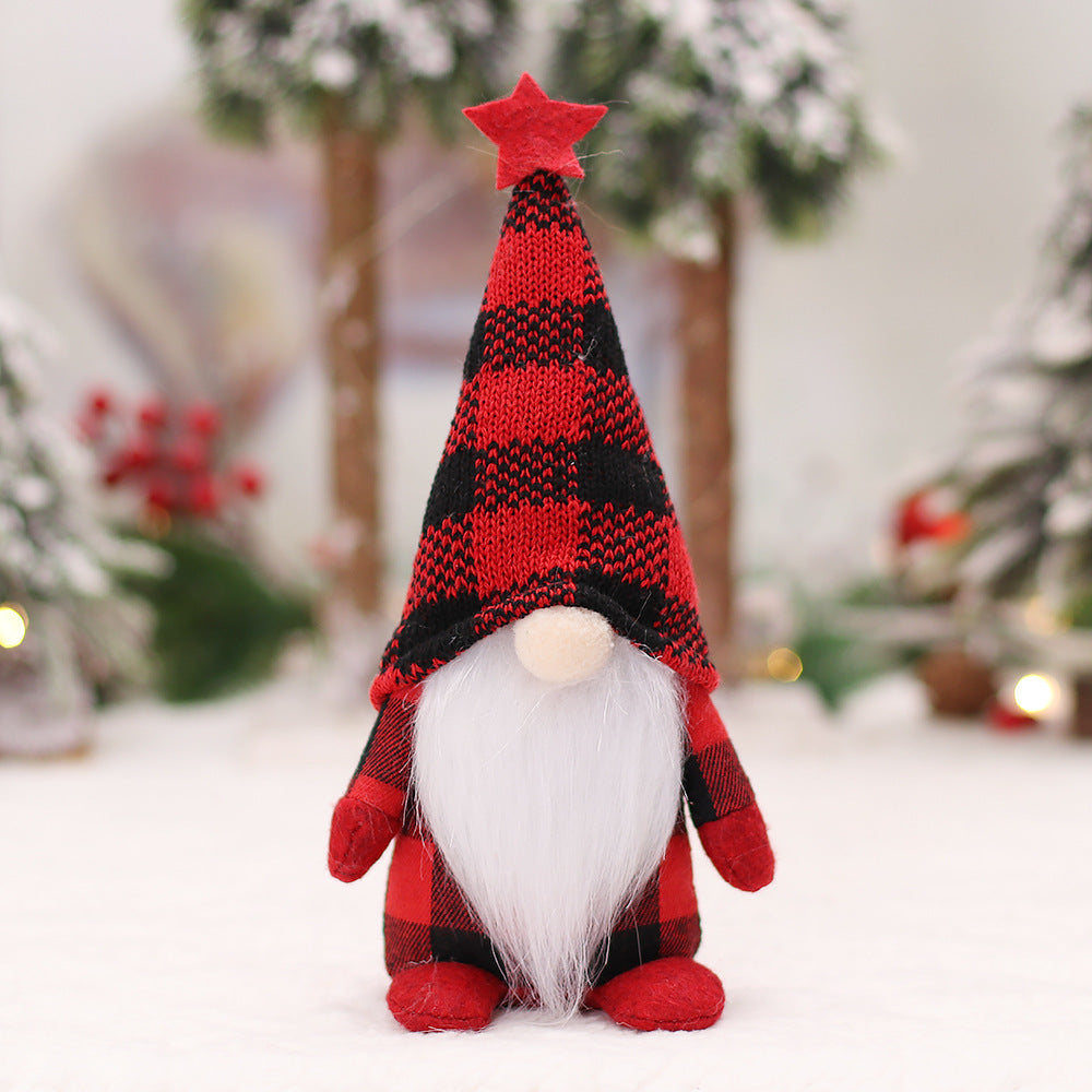 Checkered Forest Christmas Doll Desktop Decoration