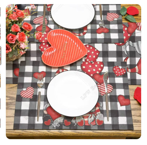 Dwarf Love Valentine's Day Meal Mat, Valentine's Day decor, Romantic home accents, Heart-themed decorations, Cupid-inspired ornaments, Love-themed party supplies, Red and pink decor, Valentine's Day table settings, Romantic ambiance accessories, Heart-shaped embellishments, Valentine's Day home embellishments