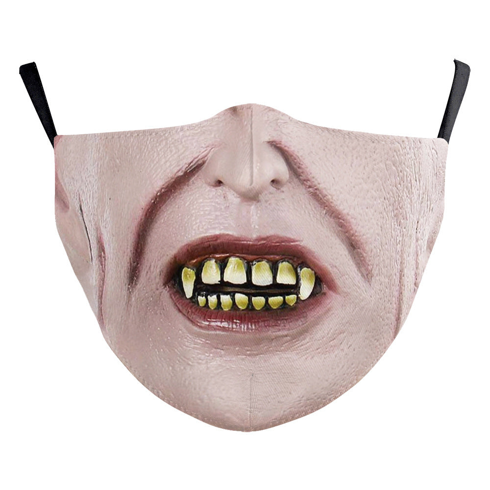 Halloween Digital Printing Funny Horror Face Double Layer Dust Mask