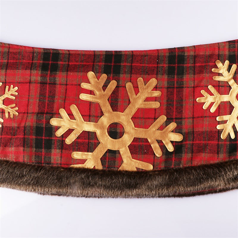 Christmas Tree Skirt Snowflake Plaid Non-woven Decoration