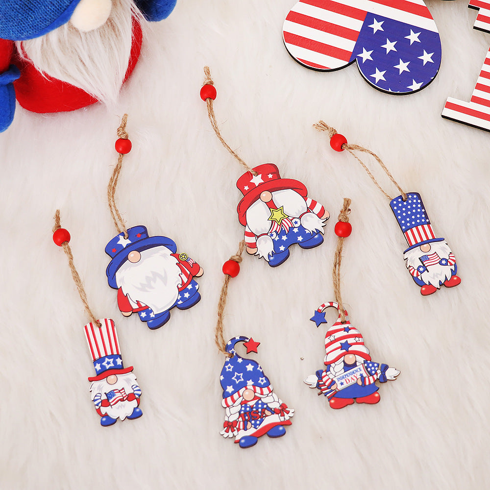 Independence Day National Day Creative Four-grid Faceless Doll Wooden Painted Pendant, 4th of July decorations, American flag decorations, Patriotic decorations, Red, white and blue decorations, July 4th wreaths, July 4th garlands, July 4th centerpieces, Fireworks decorations, July 4th banners, July 4th streamers, July 4th balloons, July 4th table runners, July 4th tablecloths, July 4th lights, July 4th outdoor decorations, Patriotic yard stakes, Patriotic inflatables, Patriotic door wreaths, 