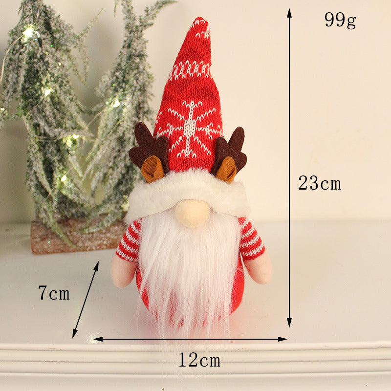 Amazon New Snowflake Antlers Doll Nordic Knitted Faceless Doll Christmas Decorations