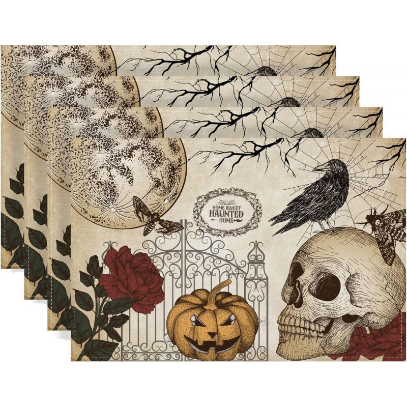 Halloween Skull Ghost Spider Pumpkin Bat Placemat