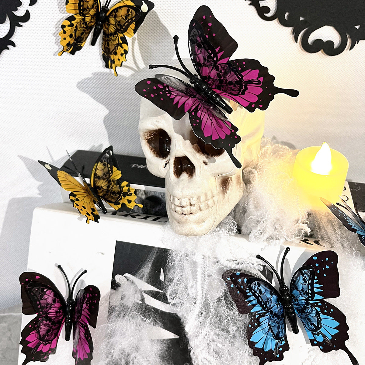 Double-layer Skull Rose Halloween 3d Butterfly Decoration Living Room Bedroom And Room Decoration, Pumpkin lanterns, Jack o Lanterns, Halloween Lights, Halloween Decoration Ornaments, Halloween inflatables, carved pumpkins, Halloween wreaths, Halloween Candles.