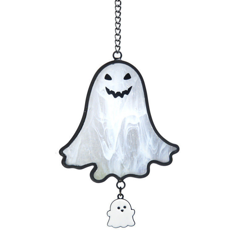 Ghost Ornament Accessories Halloween Decoration Color Glass Pendant Wind Chimes, Halloween decorations items, Halloween costumes, Halloween masks, Halloween props, Halloween animatronics, Halloween inflatables, Halloween lights, Halloween fog machines, Halloween spider webs, Halloween lanterns, Halloween banners, Halloween streamers, Halloween tableware, Halloween centerpieces, Halloween party favors, Halloween yard stakes, Halloween tombstones, Halloween candle