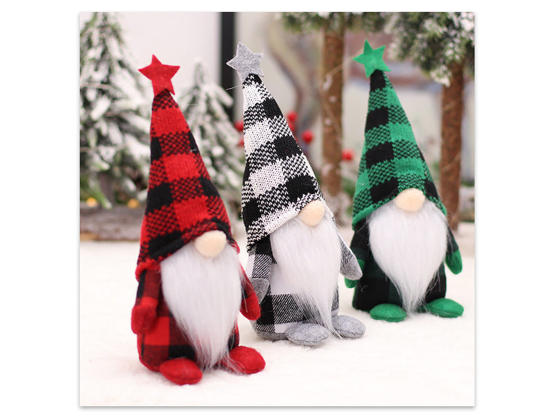 Checkered Forest Christmas Doll Desktop Decoration