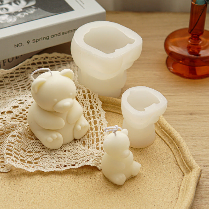 Cute Ins Wind Three-dimensional Bear Scented Candle Silicone Mold, Geometric candle molds, Abstract candle molds, DIY candle making molds, Silicone candle molds, 
