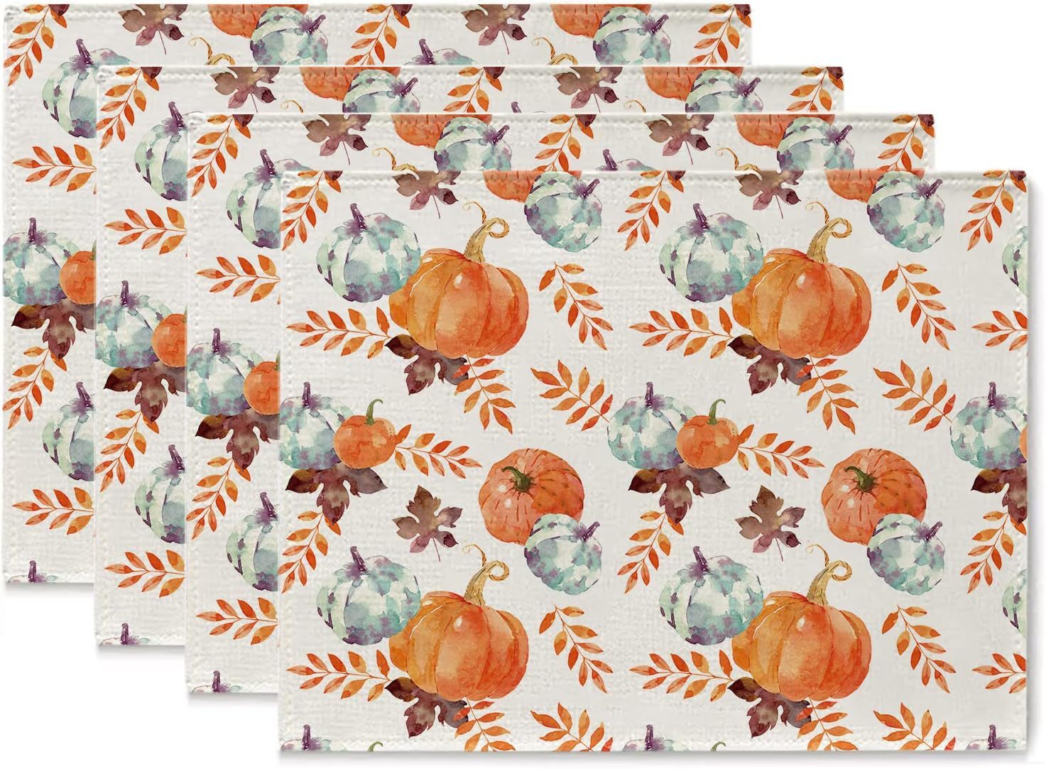 Autumn Pumpkin Maple Leaf Printing Polyester Tableware Mat, Pumpkin lanterns, Jack o Lanterns, Halloween Lights, Halloween Decoration Ornaments, Halloween inflatables, carved pumpkins, Halloween wreaths, Halloween Candles.