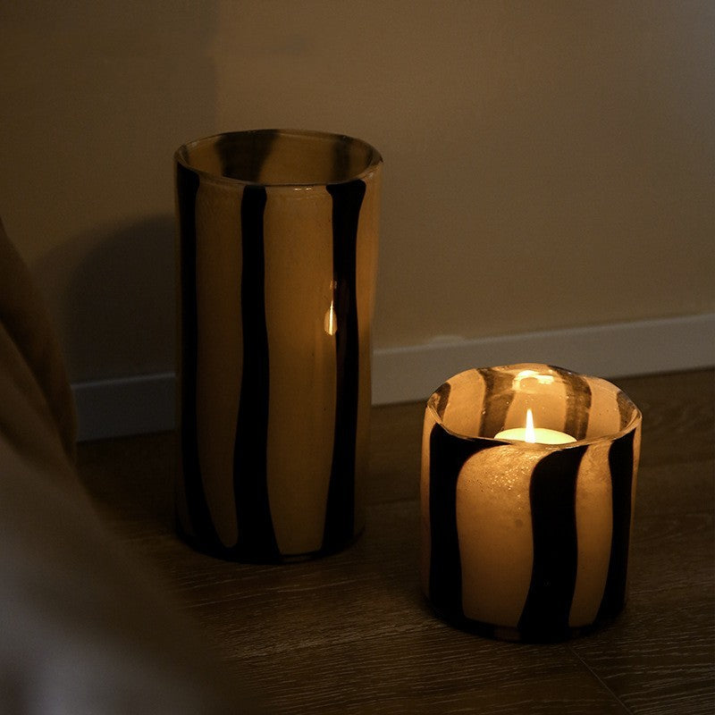 Zebra Pattern Glass Candlestick Aromatherapy Candle