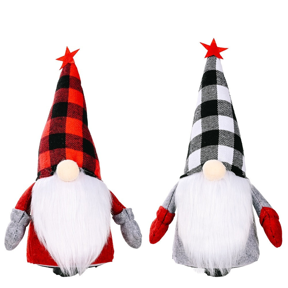 Red And Black Plaid Hat Electric Doll Rudolf Faceless Doll Decoration