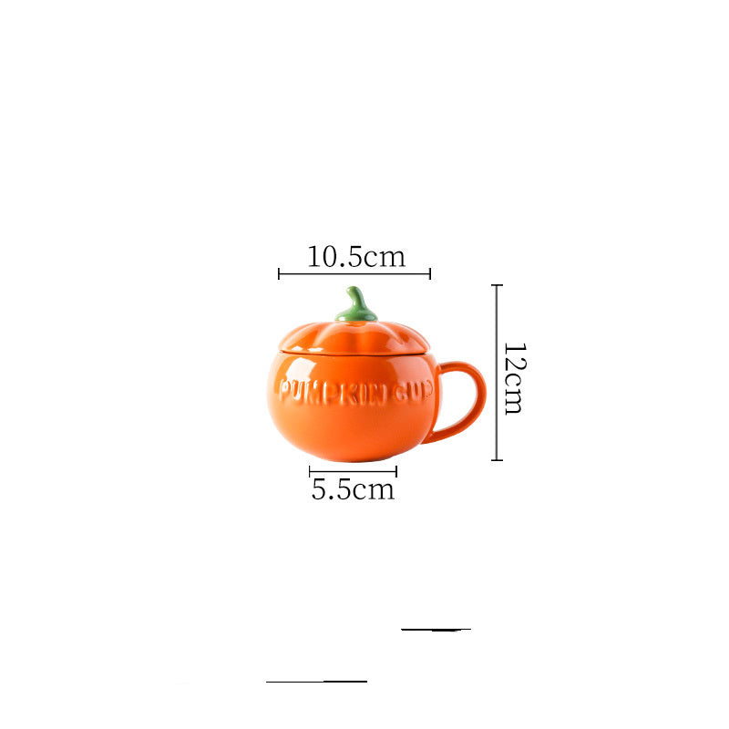 Pumpkin Cup Creative Personality Trend Water  Ceramic Spoon With Lid