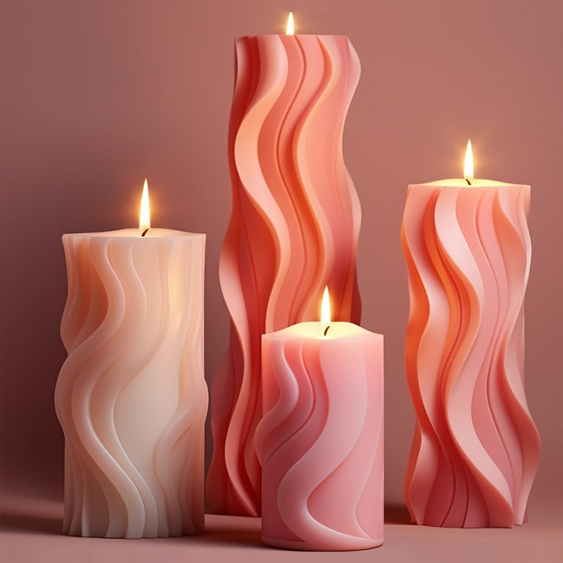 Wavy Cylindrical Aromatherapy Candle Silicone Mold DIY