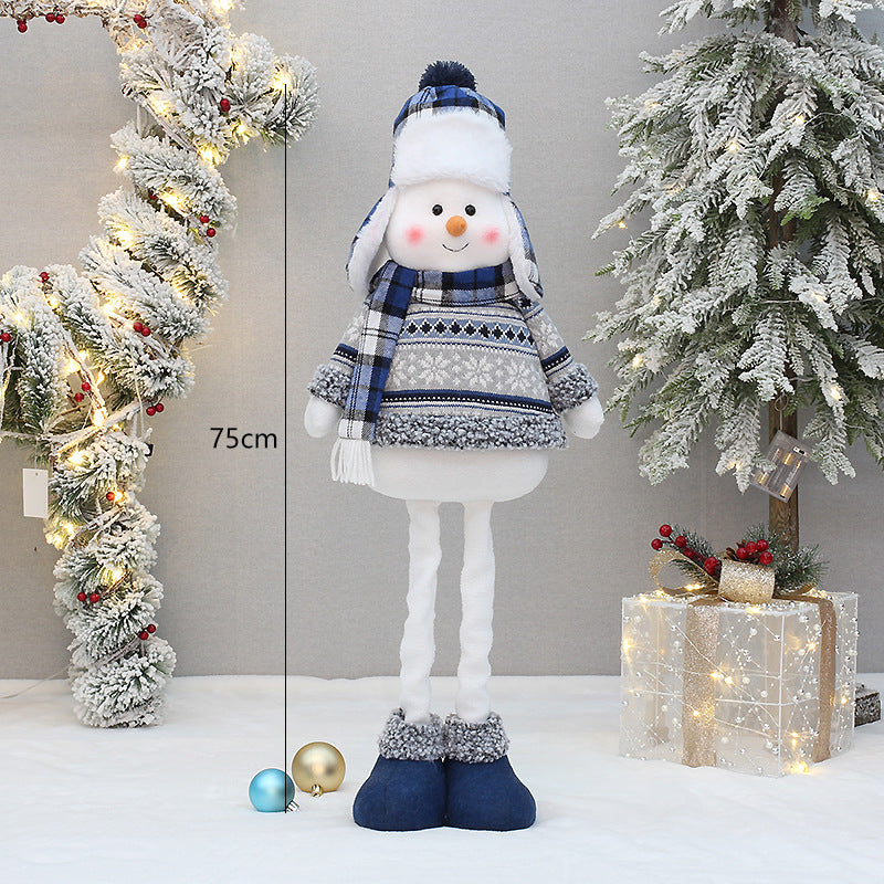 Christmas New Product Blue Fabric Expandable Snowman Doll Adornment Decoration