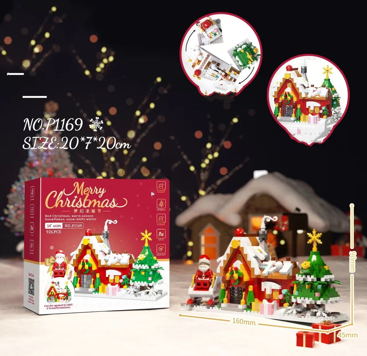 Christmas Snow House Music Box Building Blocks Stereo Album